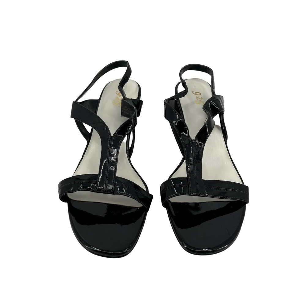 9·2·5 Black Sling Back Strappy Heels Size 9 1/2 Women’s